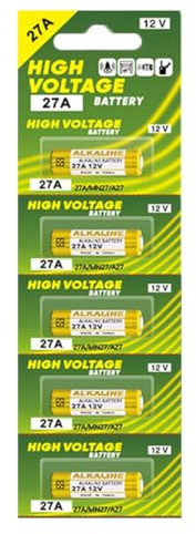 Paquete de 5 pilas alcalinas de 27 A, 12 V, celda seca para abridores de puertas de garaje y controles remotos con fuente de alimentación estable