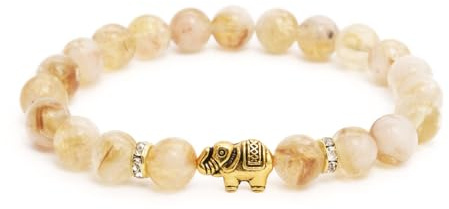 BERGERLIN Naturstein Elefant Armband Damen Herren, Edelstein, 8mm