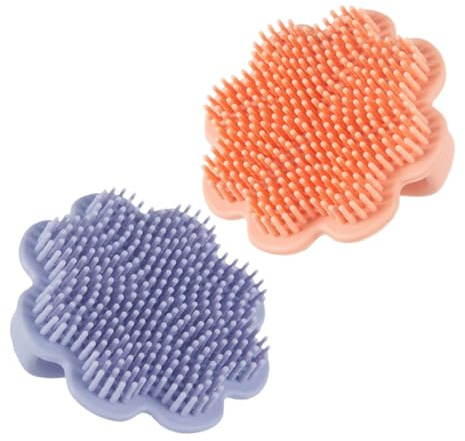 Yardwe 2pcs Silicone Shampoo Brush Boy Girl Hair Brush Lion Pattern for Newborn Scalp Massage Cradle Cap Cleaning