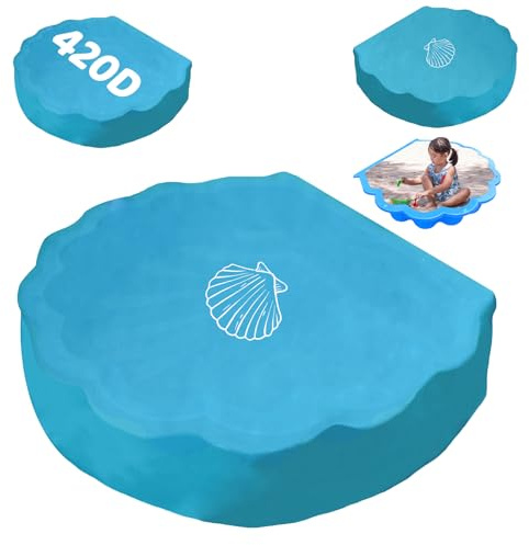 Bâche de protection en forme de coquillage, 100 x 15 cm, 420D, ronde, bleue, imperméable, pour bac à sable et coquillages d'eau