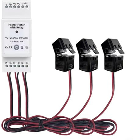 Sileduove Moniteur d'énergie numérique triphasé WiFi avec pinces CT pour montage sur rail DIN, suivi de la consommation d'électricité