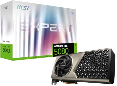 MSI Gaming RTX 5080 16G Expert OC Graphics Card (16GB GDDR7,256-bit, Extreme Performance: 2730 MHz, DisplayPort x3 2.1a, HDMI 2.1b, NVIDIA Blackwell Architecture)