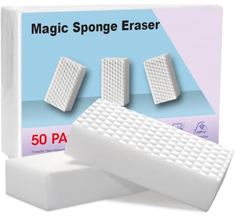 Hochdichte Reinigungsschwämme 50 Stück | Schmutzradierer Zauberschwamm Magic Eraser | Langlebiger Radierschwamm für Wände, Schuhe, Böden, Küche und Bad (50)