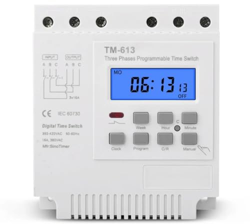 Fasizi Minuterie Rail DIN, Relais temporisé programmable 380 V, Relais temporisé, minuterie hebdomadaire 1 s à 24 h