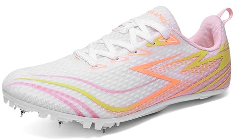 ZHENSI Zapatillas De Atletismo para Hombre Y Mujer con 8 Clavos Zapatillas Profesionales para Correr Saltar Y Competir,Rosado,37 EU
