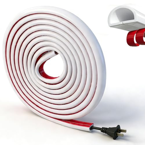 msymsyu 2,5 m kabelkanal vit självhäftande, 6 mm flexibel kabelschakt | 2,5 m x 6 mm halvcirkelformad kabelslang PVC för kabeldragning kabelskydd kontor hushåll elektrisk installation