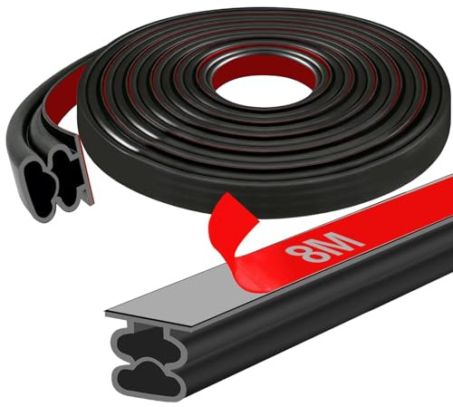 Ezitruz Türdichtung Selbstklebend, 8M Fenster Dichtungsband Selbstklebend Gummidichtung 10x10 mm Türrahmen Dichtung Flexibel Schwarz Zugluftstopper Lärmschutz Wetterfest für Haustür Fenster Büro