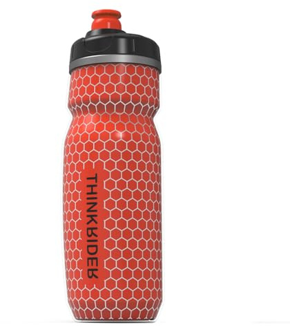ThinkRider Borraccia per bicicletta, doppia parete isolante con mantenimento della temperatura fredda, 620 ml per bici da corsa (Rossa)