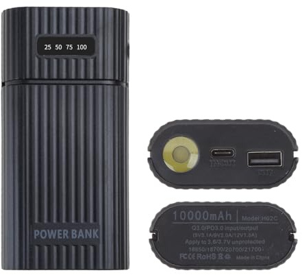 Watreketal 18650 18700 20700 21700 Battery Charger with Type C PD+QC3.0 USB Output Flashlight for Cellphone Tablet
