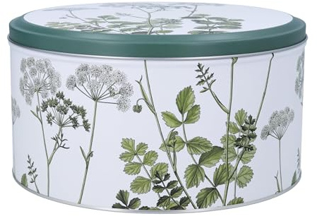 Gisela Graham Cake Storage Tin, Green Spring Hedgerow Pattern, Metal, 23cm