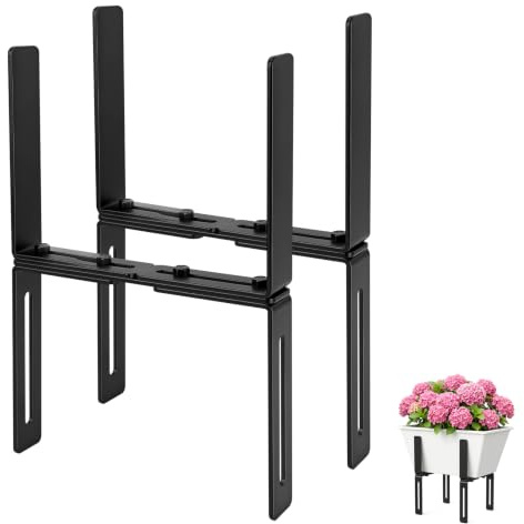 Lot de 2 supports de jardinière de balcon, en forme de H, réglage des deux | Pour balustrade de balcon de 1,5 à 32 cm et jardinières de 15 à 23 cm