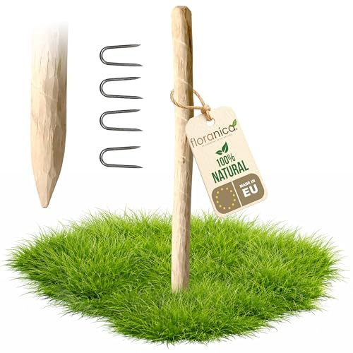Floranica Valla Postes de Cerca Madera de avellano Valla de estacas Listones de Madera Exterior tutores para Plantas diámetro 6-8 cm Altura: 120cm 1 Pieza
