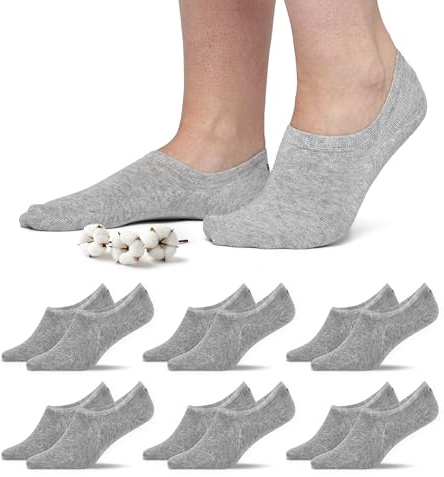Snocks Chaussettes Invisibles Homme et Femme - Lot de 6 - Socquettes Antidérapantes en Coton Bio Certifié, Respirantes pour Sneakers et Mocassins - Adaptation Parfaite - Taille 39-42