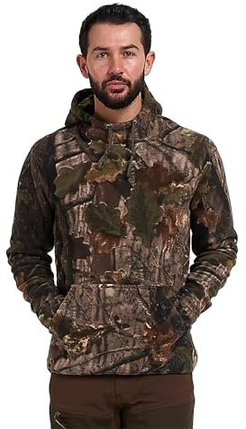 JACK PYKE Fieldman Fleece Hoodie for Men 250g – Warm, Lightweight, Water-Resistant Outdoor Pullover Hoodie with Drawstring Hood & Pocket – Perfect for Hunting, Fishing, Camping – English Oak Medium