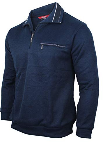 Soltice Herren Langarm Sweatshirt mit Kragen, Gestreifte Strickpullover, Reißverschluss Winter Poloshirts aus Baumwoll-Mix(M, [A] Navy)