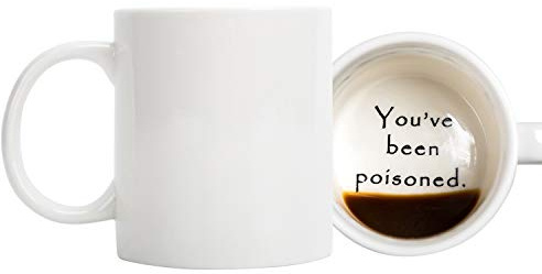 FLY SPRAY Funny Ceramic Coffee Mug YOU'VE BEEN POISONED Tea Cup Novelty Creativity Coffee Mugs Unique Joke Great Gag Gift Idea For Men Women - 12 OZ Drink Cups White