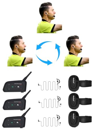 Maxquall Árbitro Auriculares 3 Árbitros Hablar Al Mismo Tiempo Fútbol Auriculares inalámbricos Auriculares inalámbricos de fútbol Auriculares Comunicación Árbitro de fútbol