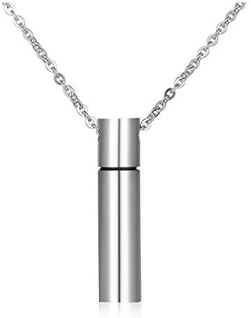 Jovivi Edelstahl Memorial Schmuck Asche Urne Anhänger Zylinder Kette Kapsel Pendant Halskette Damen Herren Gedenk Geschenk