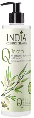 Balsam mit Teebaum Öl. Teebaumölcreme (Melaleuca Alternifolia) – Hautpflegecreme, Q-Balsam von INDIA COSMETICS GERMANY, intensive Pflege Creme bei unreiner und fettiger Haut, 500 ml