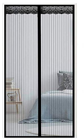 GUOGAI MagnéTique Moustiquaire Porte, 140x230cm(55x91inch) Moustiquaire Enroulable Moustiquaire Porte Fenetre Anti Insecte Mouche Moustique pour Porte d Entrée Intérieur/Patio, Noir A