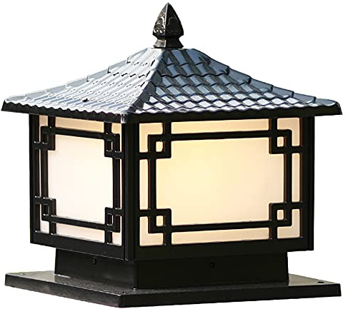 Lámpara de Sobremuro Moderna para Exteriores - Pedestal de Aluminio IP44 Impermeable Cuadrada con Pie E27 para Jardín, Patio, Terraza y Caminos, Negro/Dorado