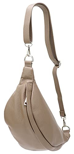 SH Leder ® echt Leder Hüfttasche Damen Herren Unisex Gürteltasche für Festival Reise Bauchtasche mittelgroße Crossbody Bag Frauen Ledertasche 32x17cm Marie G528 (Hell Taupe)
