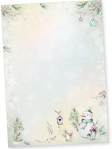 Flöckchen 50 Blatt Briefpapier Weihnachten A4, Weihnachtsbriefpapier weihnachtliches Papier