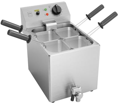 METRO Professional Cuiseur à Pâtes électrique en Acier Inoxydable, 8 L, 3150 W, avec Robinet de Vidange, 4 Paniers, Argent