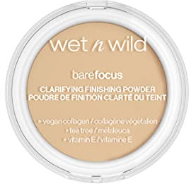 Wet n Wild, Bare Focus, Make-Up Fixier Puder, Transparent und Matt für eine Makellose Make-Up-Grundlage, Langanhaltend, mit Hyaluronsäure und Vitamin E, für Helle/Mittlere Hauttypen