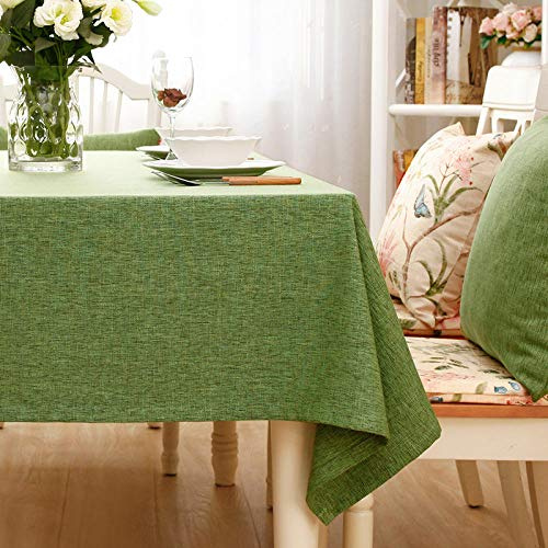 XQSSB Mantel Mesa Rectangular Antimanchas Cubremesa Lino de Algodón Transpirable para de Hogar Picnic del Hotel Tienda de Café Verde B 140 × 240cm