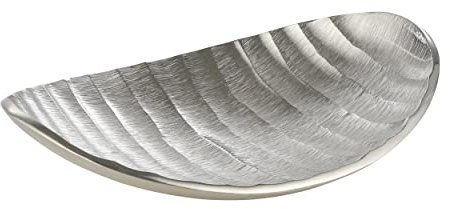 EGLO LIVING Dekoschale Forleyet, elegante Schale zum Dekorieren, Dekoteller handmade im Wellendesign, Metallteller aus Aluminium in Silber, 26 x 18,5 cm
