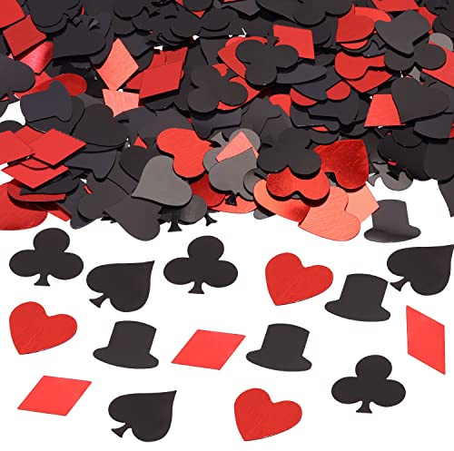 ONLYKXY 600 Stück Poker-Konfetti-Tischstreuer, Konfetti, Party-Konfetti, Dekoration für Geburtstag, Hochzeit, Folie, Club, Mottoparty, Valentinstag, Streu-Dekoration, Karten-Konfetti