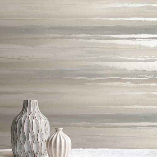 SOPHIE LAURENCE Sunset Horizon Natural Stripe Wallpapers – Perfect Pattern for Luxury Ambience in Any Room – Easy Care and Long-Lasting.
