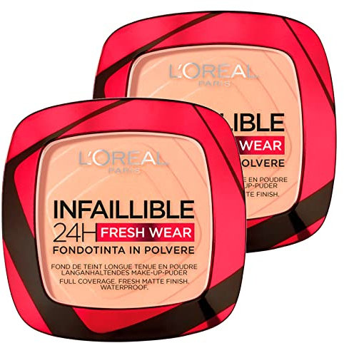 L'Oréal Paris Infaillible 24H Fondotinta in Polvere Fresh Wear Waterproof Ultra Coprente a Lunga Durata Opacizzante e Traspirante Colore 245 Golden Honey - 2 Cosmetici