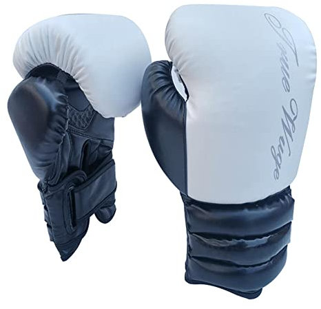 Boxhandschuhe, Trainingshandschuhe für Damen und Herren, professionelle Leder-Kampfhandschuhe für Erwachsene, atmungsaktiv, weiß, 227 g (mehrfarbig, 227 g)