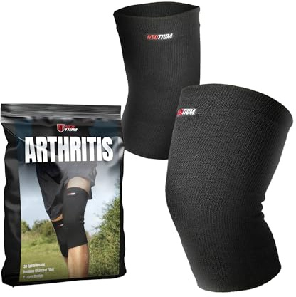 NeoTium Knee Warmers for Knee Pain Relief, Support, Circulation Improvement, Arthritis & Joint Pain - High Elastic Thermal Knee Sleeves for Men and Women (Pack of 2, L)