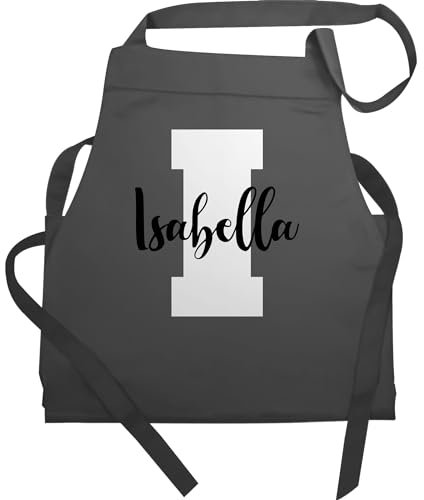 Schürze - und - Anfangsbuchstabe mit Name - Personalisiert Initialen Buchstabe mit Namen bedrucken Custom Gif Persönliche Geschenkidee Geschenk - 60x87 - Anthrazit - kochschürze selbst gestalten
