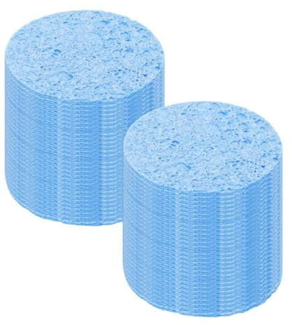 sourcing map 25PCS Soldering Sponge 50mm Round Blue Cleaning Pad Welding Tip Iron Replacement for Cleaning Soldering Iron 3mm Natural Thickness 14mm Water Absorption Thickness