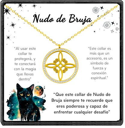 Only faith Collana Nodo della Strega Acciaio inossidabile. Ciondoli con confezione regalo Nodo Celtico Trisquel Talismano Protezione Regalo, Zircone.