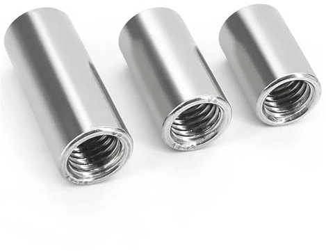 BIGDROP 2-20 Stück M3 M4 M5 M6 M8 M10 M16 304 Edelstahlverlängerung, verdickte runde Überwurfmutter, zylindrische Verbindungsschraubenmutter (Color : Silver, Size : OD18xM12x15 (5pcs))