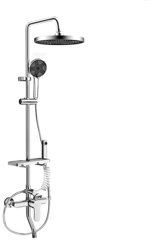 BiaoTeng Colonne De Douche Fixation Murale Réglable, Pommeau de Douche de 3 Jets, Ensemble De Douche Avec Mitigeur Pour Baignoire, chrome