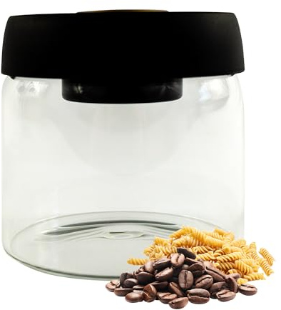 Iconique Glass Vacuum Storage Jar | Smell Proof Container & Airtight Jar | BPA-Free, Leak-Proof Airtight-Seal for Kitchen & Pantry | Smell Proof Jar Ideal for Coffee, Pasta & Baking | 500ml