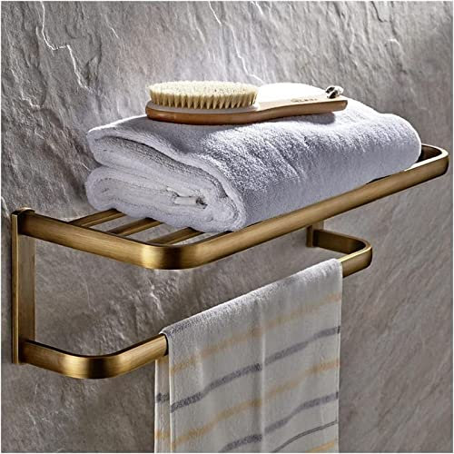 Bathroom Rack Towel Rail Rack Bathroom Towel Rack Bath Towel Holder, Antique Bath Shelves Towel Rail, Total Brass Wall Mounted Towel Bar for Kitchen Bathroom Decor (Antique bronze)