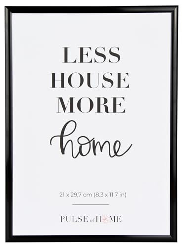 Bilderrahmen Alu DIN A4 (21x29.7 cm) in Schwarz - Dünner Rahmen Ideal für Fotos, Poster, Kinderzeichnungen & Kunst - Dekoration für Kinderzimmer & Wohnbereich — Für eine stilvolle Präsentation