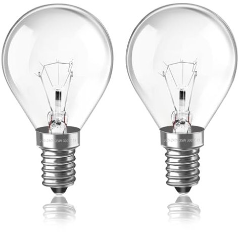 Caldarax E14 Wax Warmer Bulbs 25W, Dimmable Scentsy Light Bulbs for Warmers, 2700K Warm White, G45 E14 Small Edison Screw, Replacement Bulb for Wax Melt Burner, Oven Lamp, Up to 300°C, 2 Pack