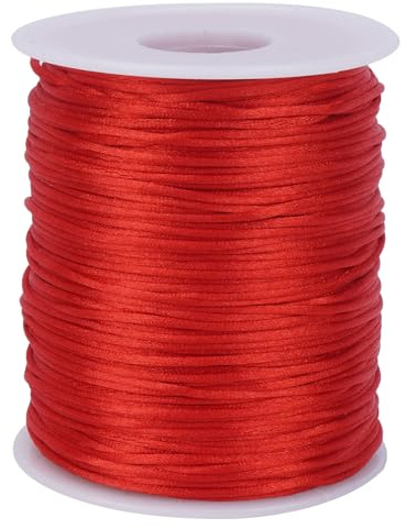 Luabue 1,5mm x 100m Colorido Hilo Pulseras Elastico Hilo Encerado de Nylon | de Rojo para Pulseras Adecuado para La Fabricación de Joyas de DIY, Pulseras, Collares, Artesanías, Decoraciones