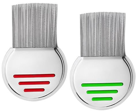 Metall Läusekamm 2 Stück,Läusekamm Kinder,Für Baby Kinder Erwachsene und Haustier(Rot und Grün)