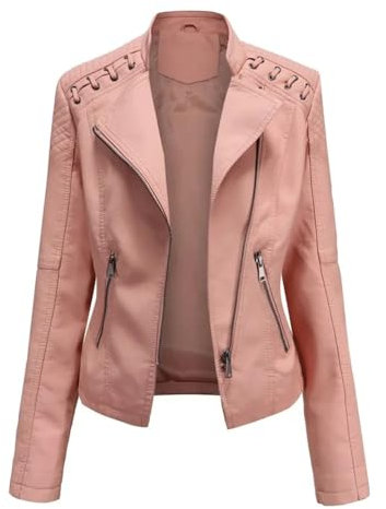 Chaqueta de piel sintética para mujer, chaqueta de motociclista con cremallera, chaqueta de motocicleta, pnnrk, talla M, Pnnrk, M