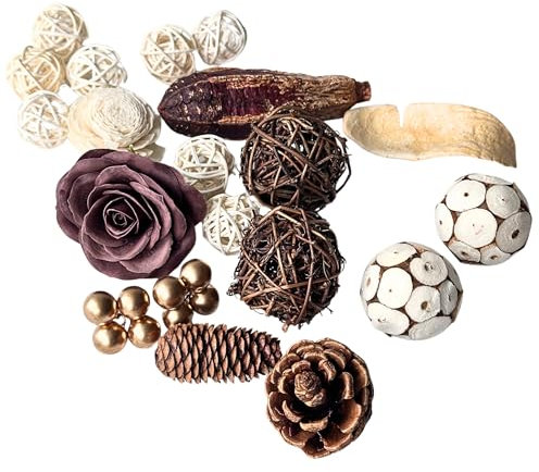 XBLOOMBOX Chrismas Rose Pot pourri Scented Nature Botanical Blend Pot pourri Bowl with Rich Rose Fragrance, Pine cone Dry Fruit Handcrafted Décor 5.5 x 1.97 x 5.5