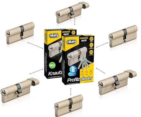 GERCAR Pro+ Schließzylinder 6er Set gleichschließend und frei kombinierbar 6 Profilzylinder mit N+G oder Knaufzylinder inkl. 30 Schlüssel - Schließanlage zusammenstellen frei konfigurieren